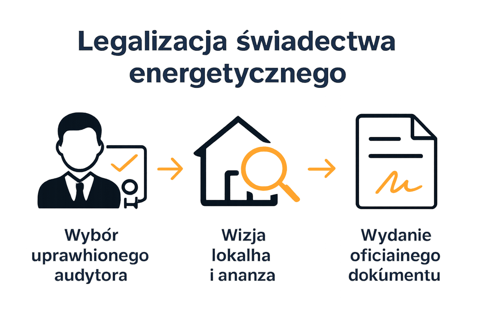 Infografika: trzy etapy uzyskania świadectwa energetycznego