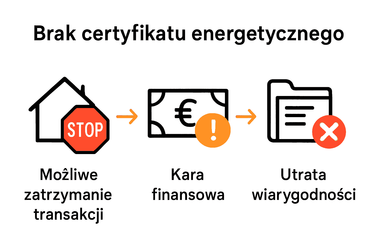 Infografika konsekwencji braku certyfikatu energetycznego