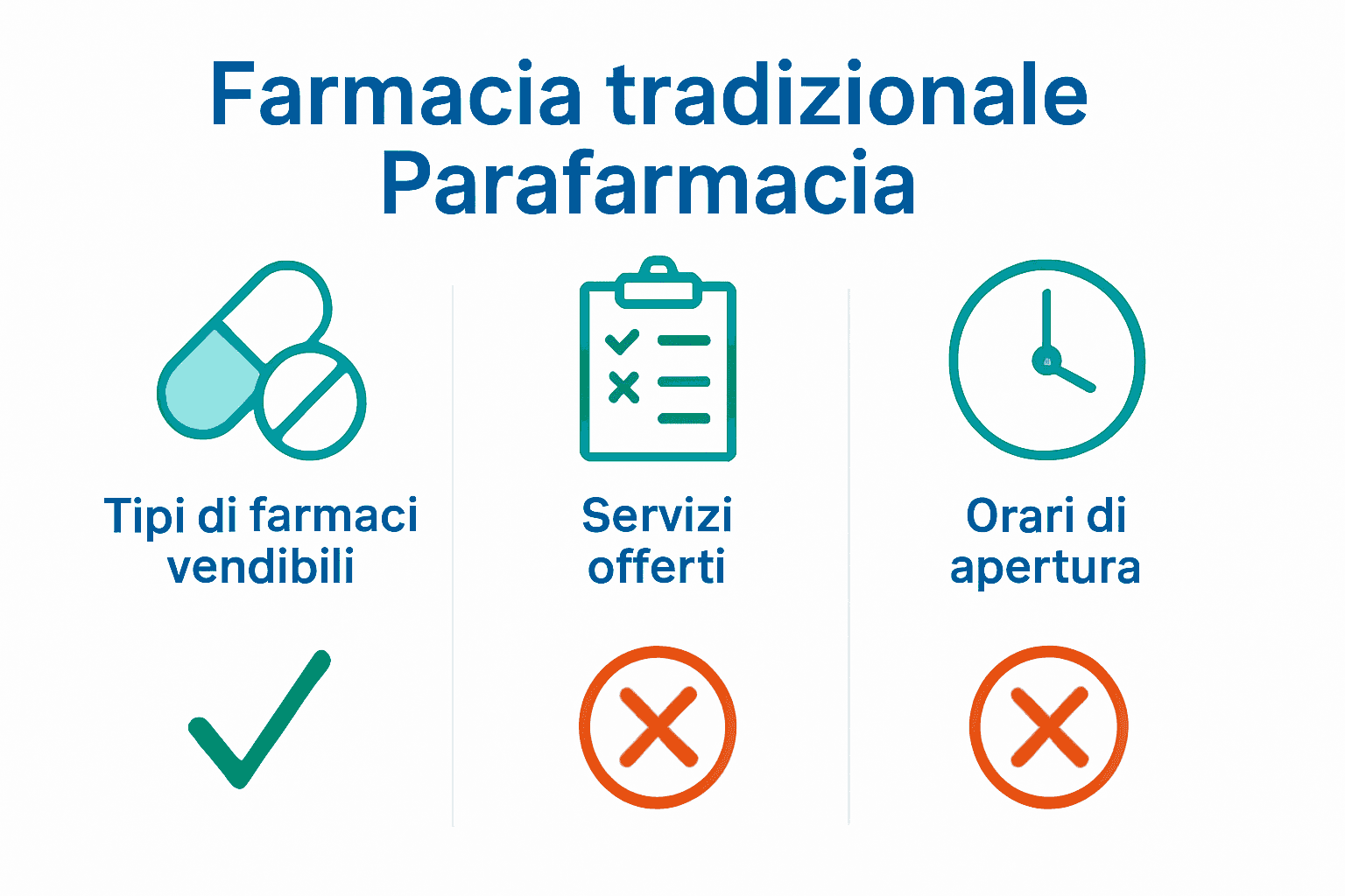 Infografica confronto farmacia tradizionale e parafarmacia