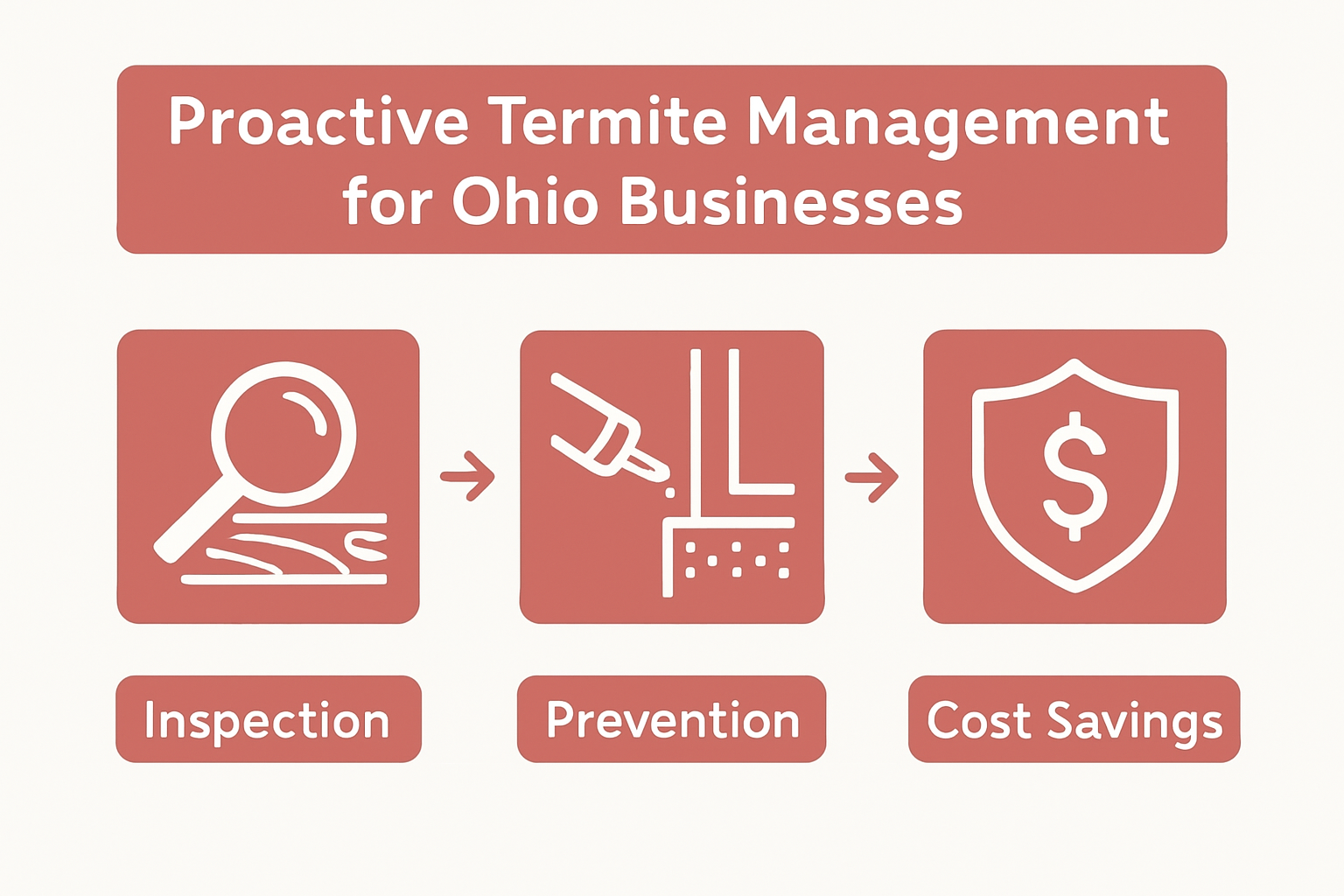 Infographic illustrating termite management steps