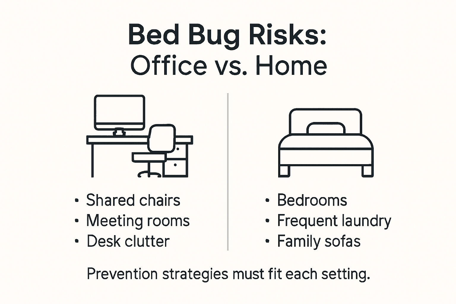 Infographic showing workplace vs home bed bug risks