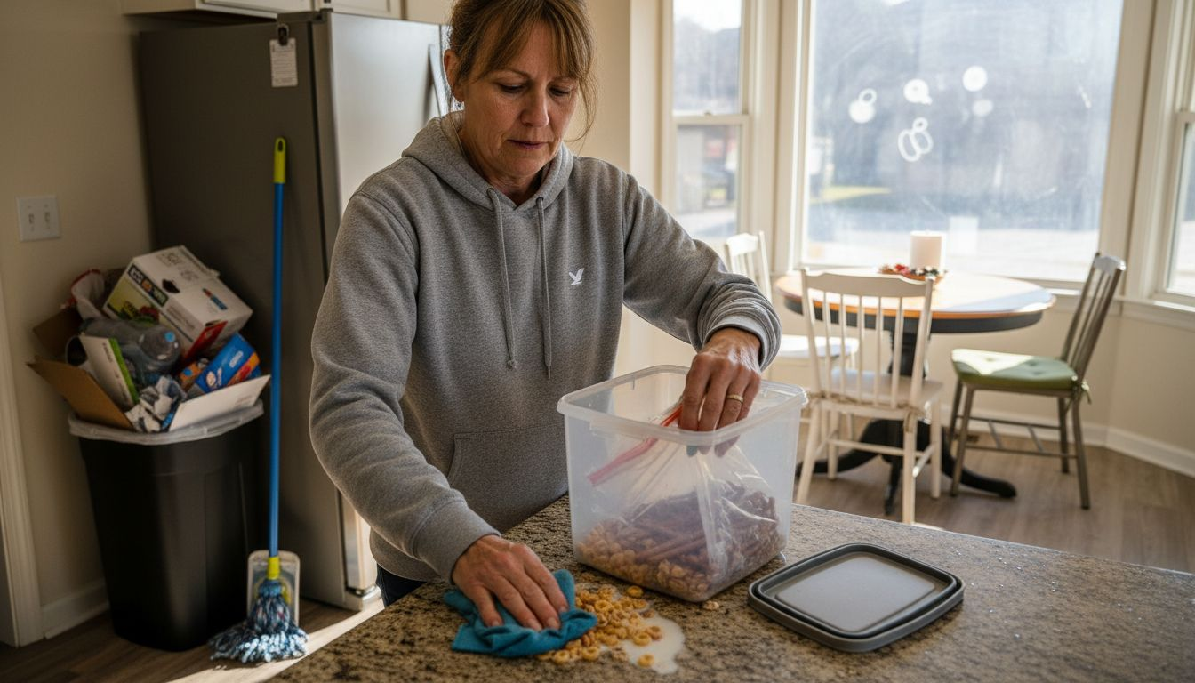 Kitchen cleaning to remove pest attractants