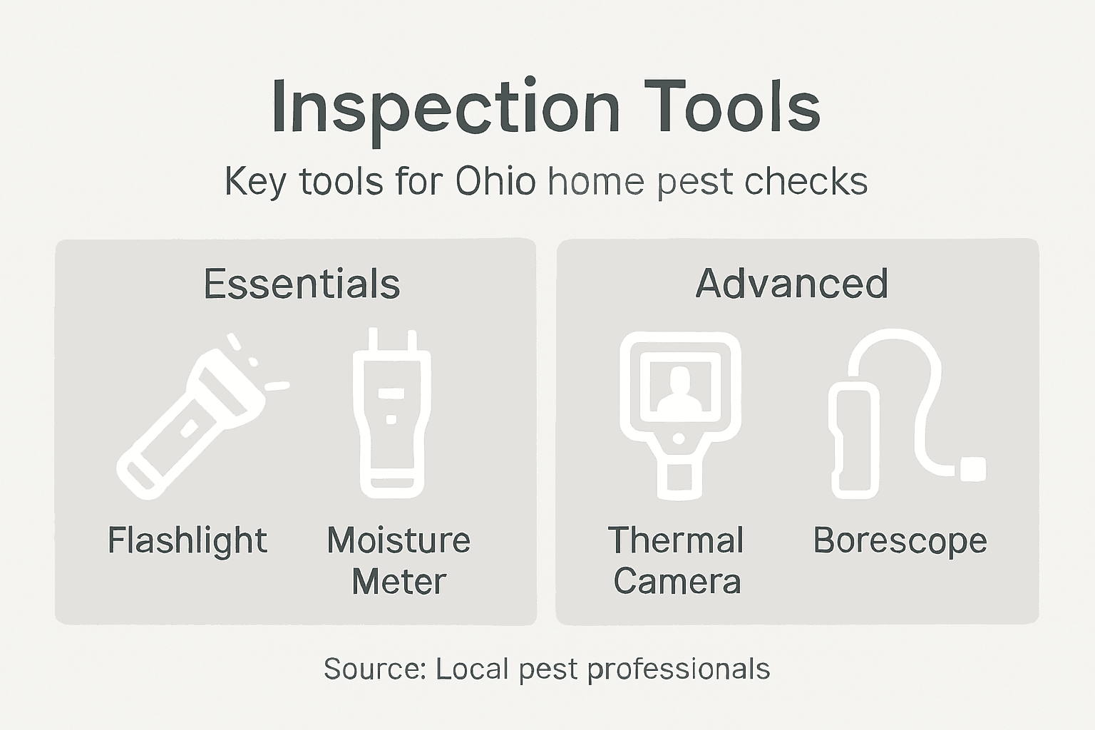 Infographic showing pest inspection tools for Ohio homes