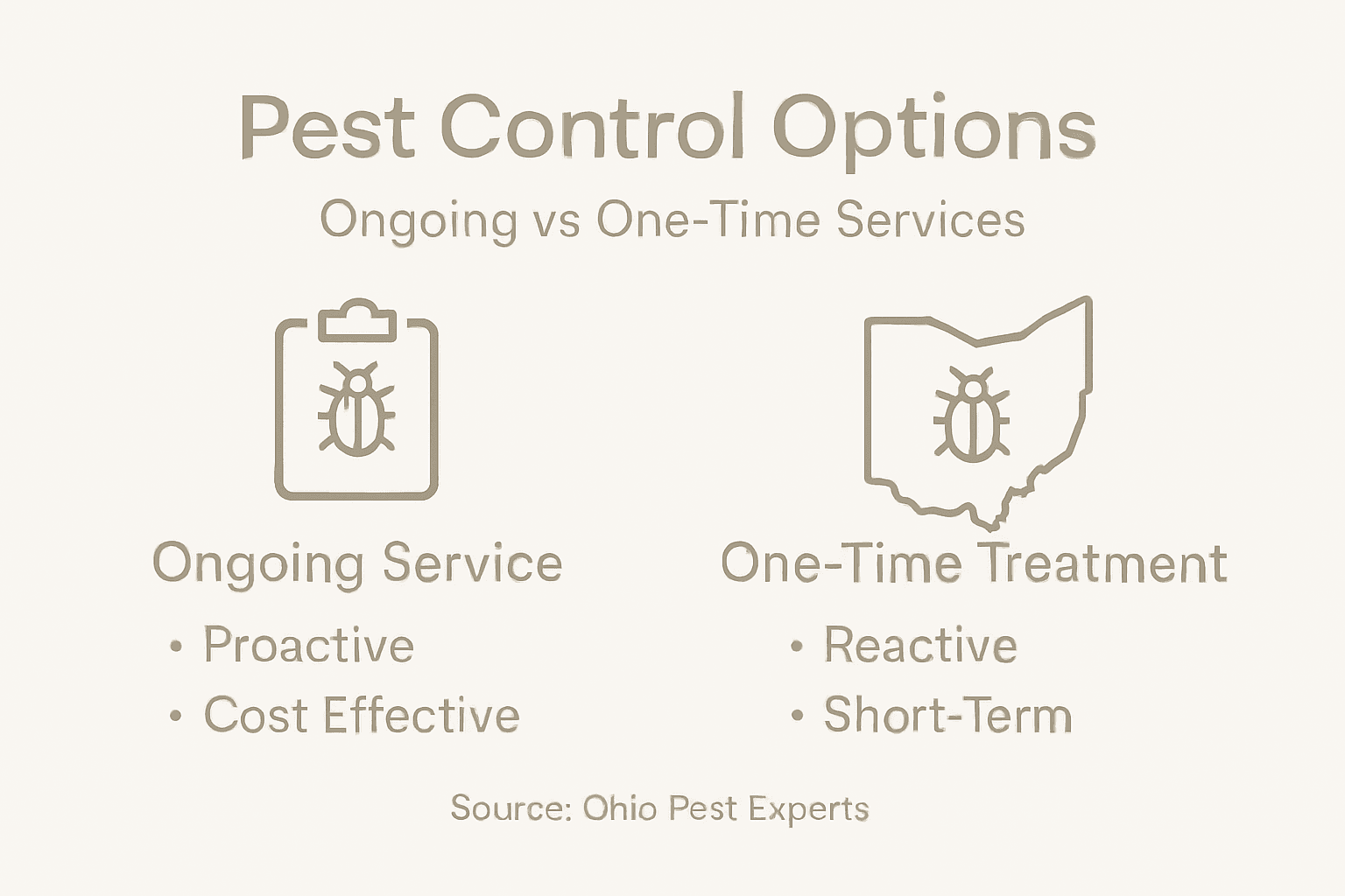 Infographic comparing ongoing vs. one-time pest control