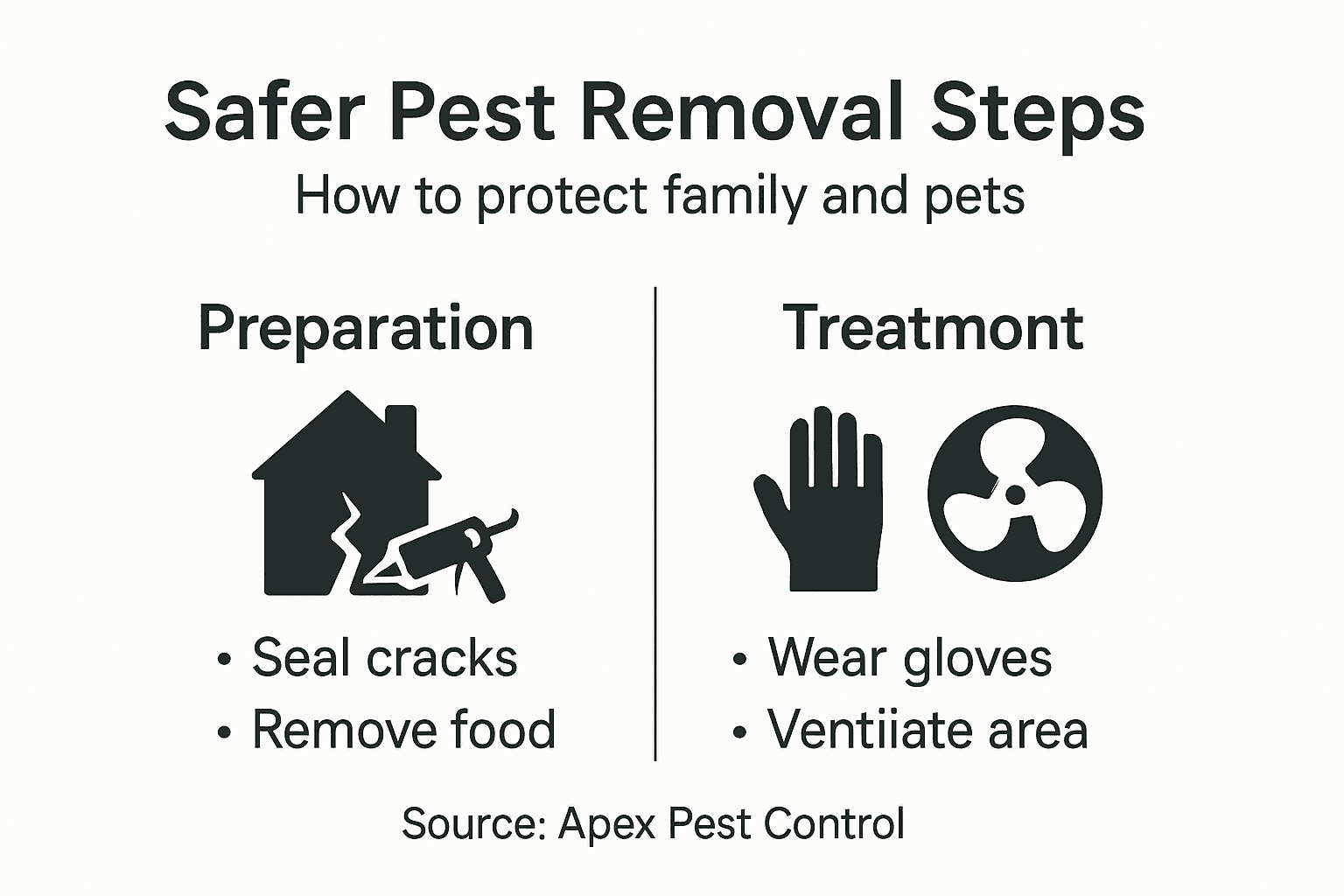 Infographic with steps for safe pest removal