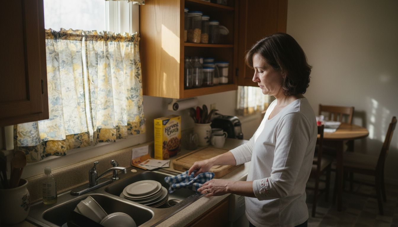Woman cleaning kitchen for pest prevention