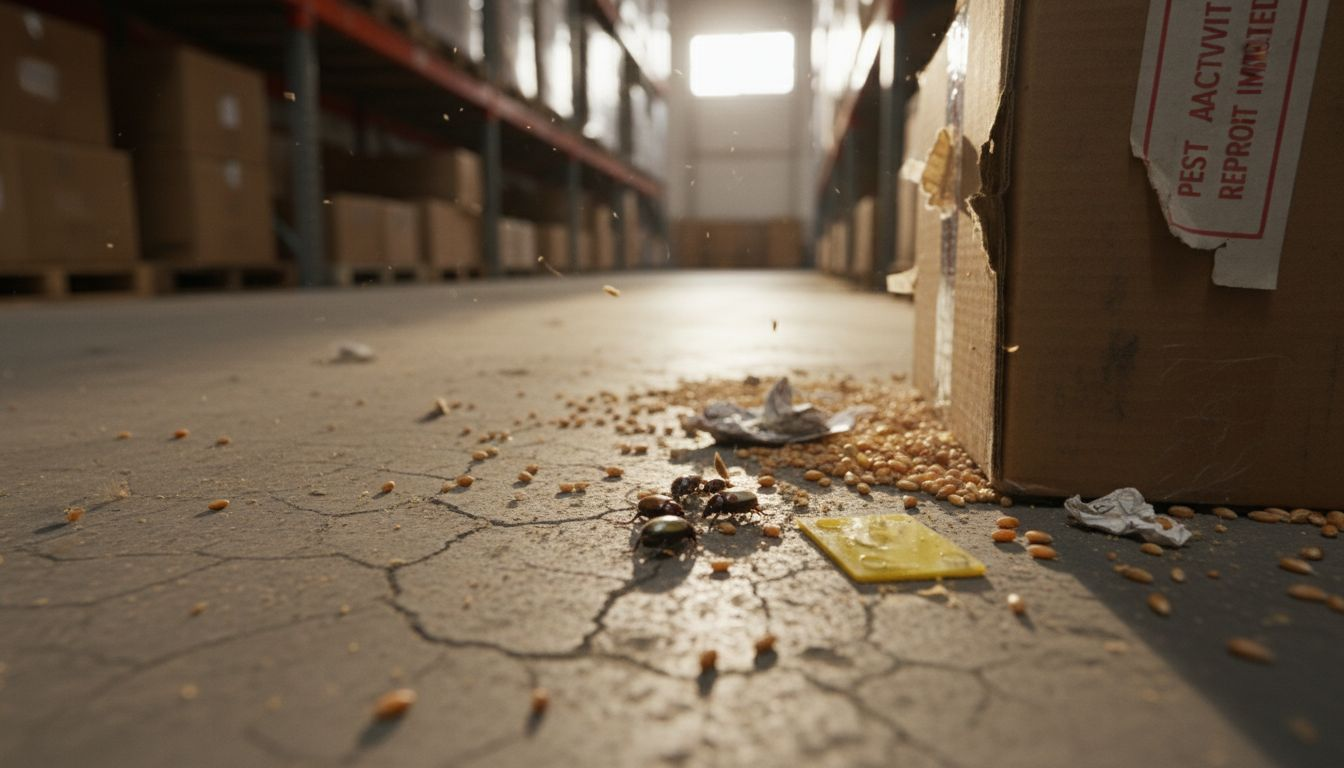 Beetles and moths near spilled warehouse grain