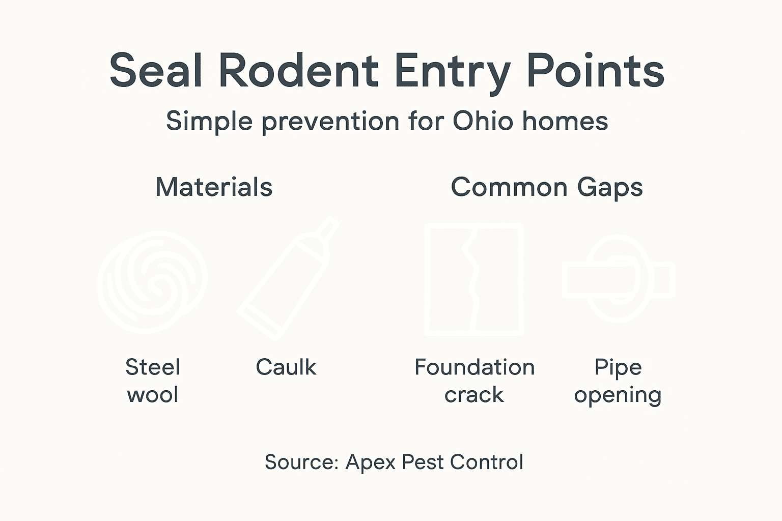Infographic showing rodent entry points and sealing materials