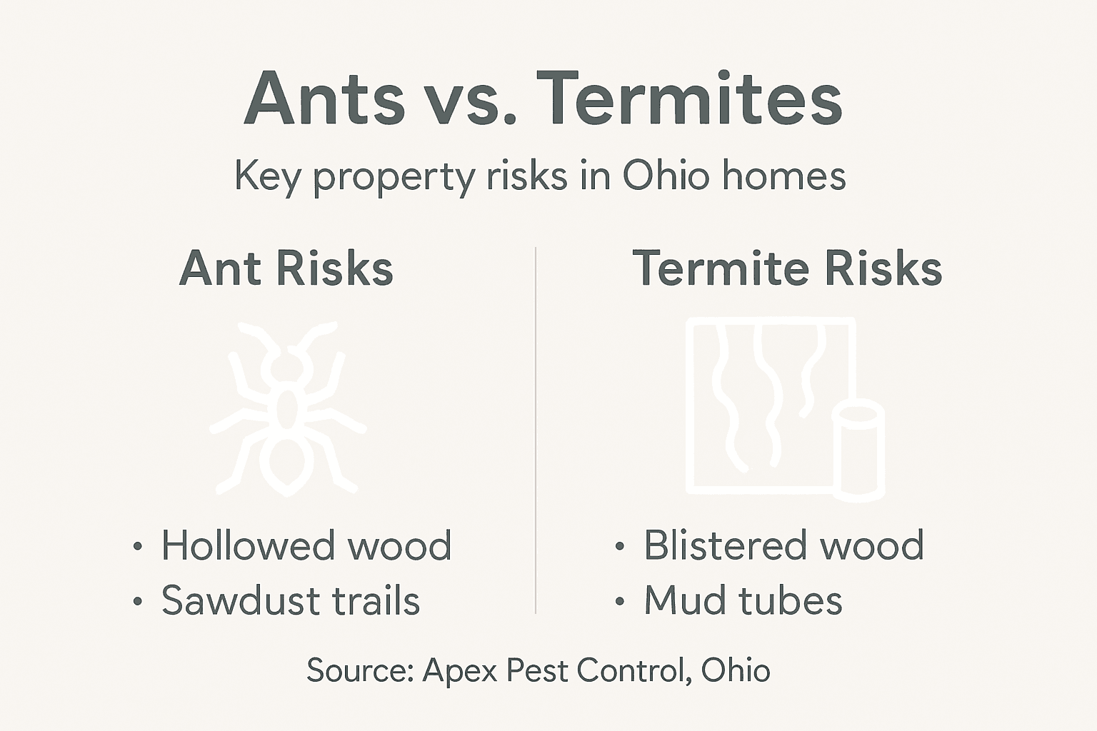 Infographic comparing ant and termite risks in homes
