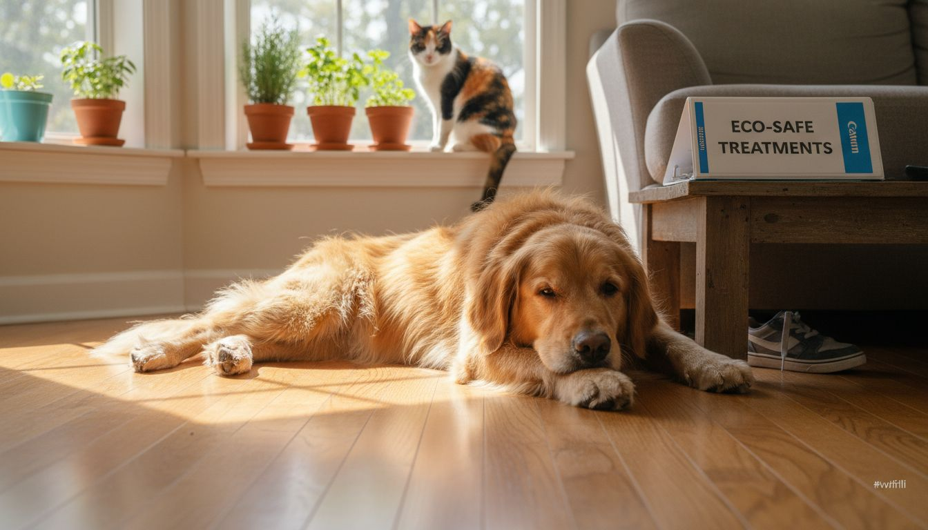 Dog and cat safe indoors after pest treatment