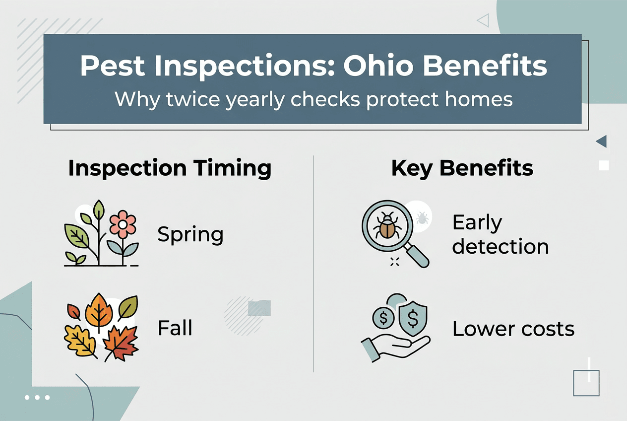 Infographic showing pest inspection timing and benefits