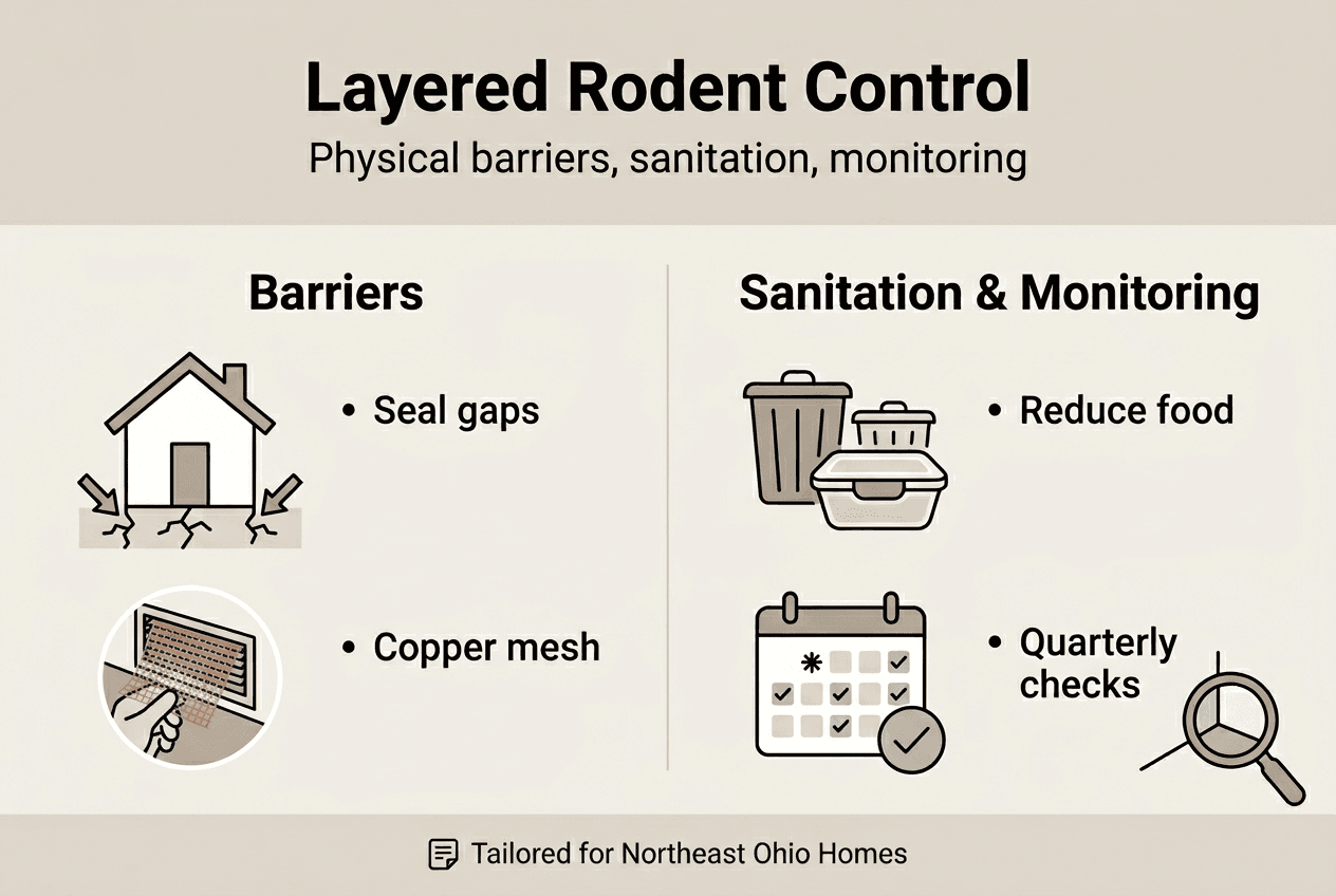 Infographic on layered rodent exclusion strategy