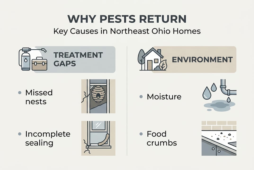 Infographic on main reasons pests return