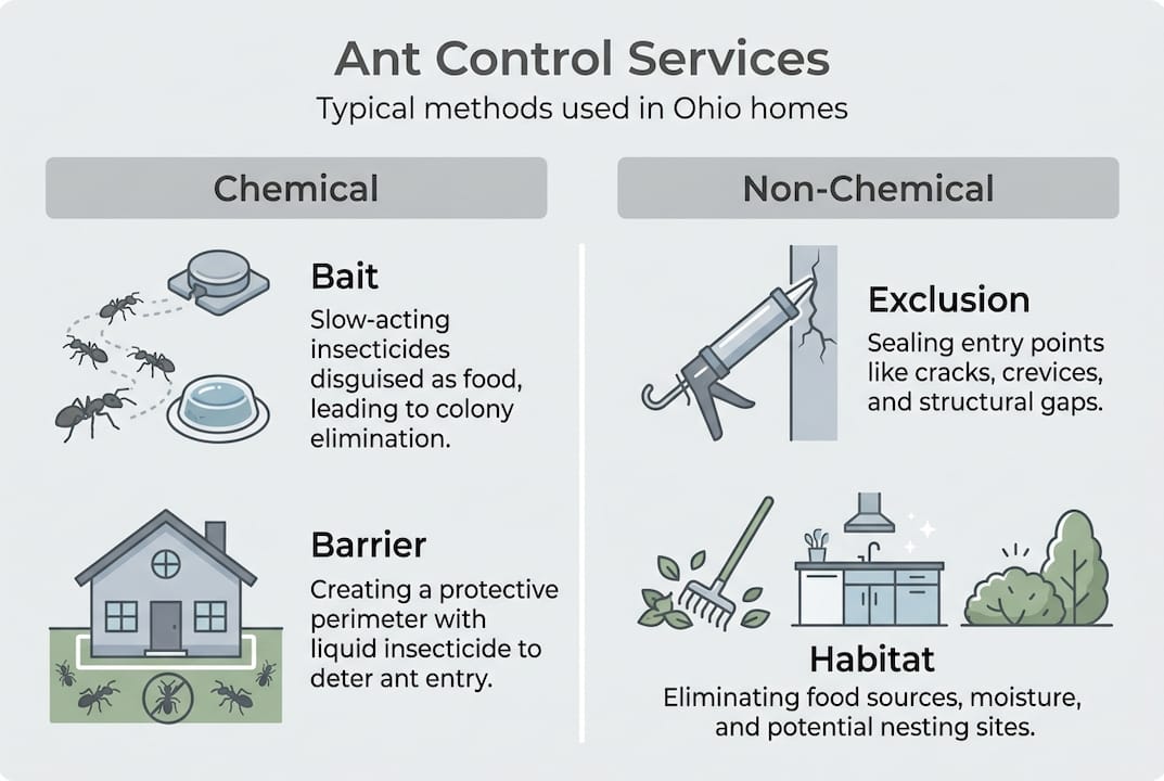 Infographic showing ant control methods in Ohio