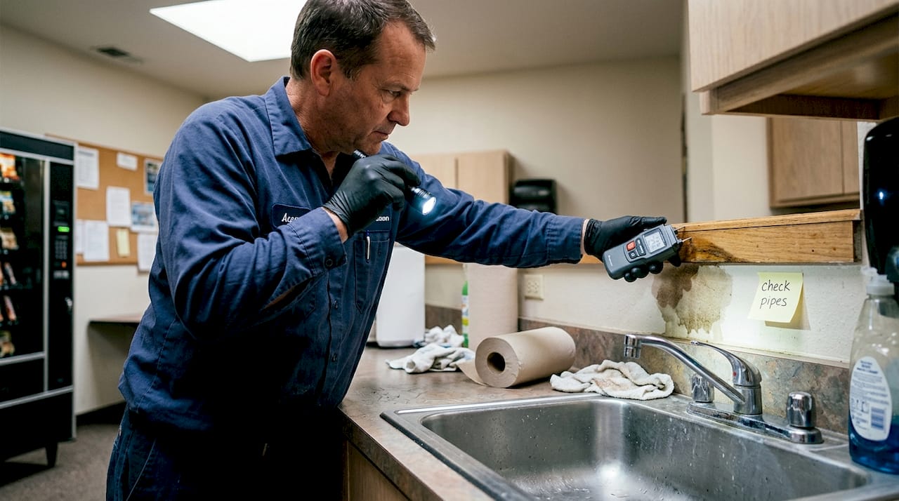 Worker checks moisture for ant risk