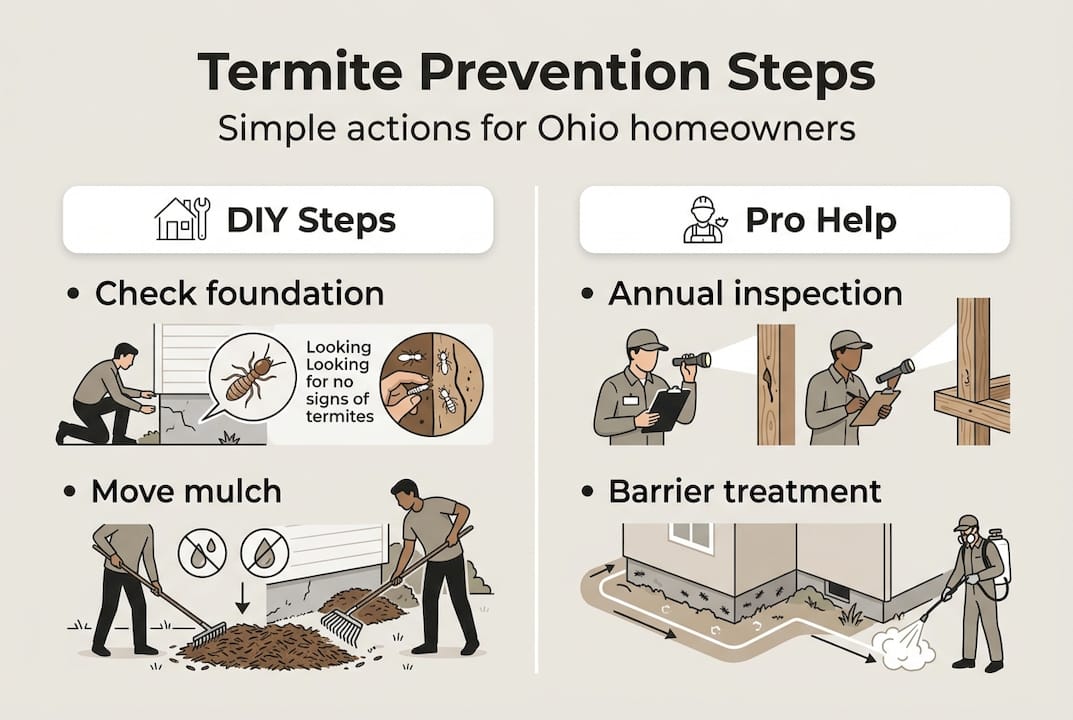 Infographic termite prevention steps for Ohio homes