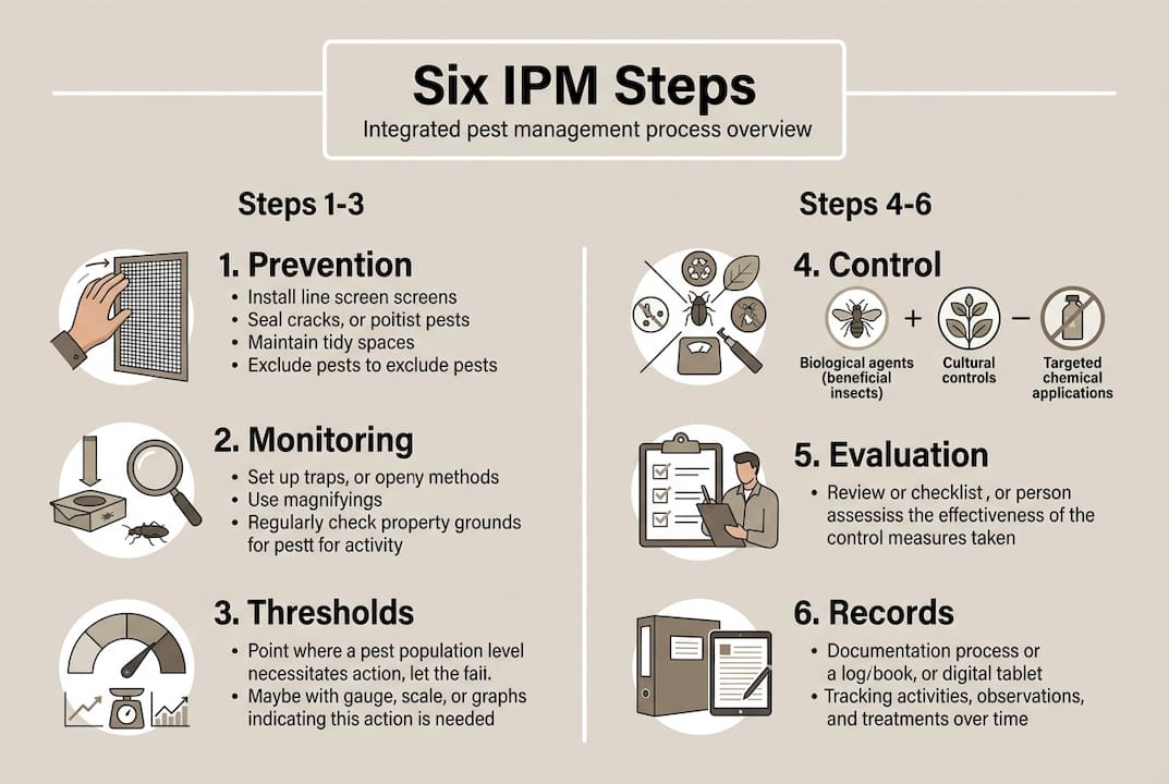 Infographic outlining six IPM steps for Ohio