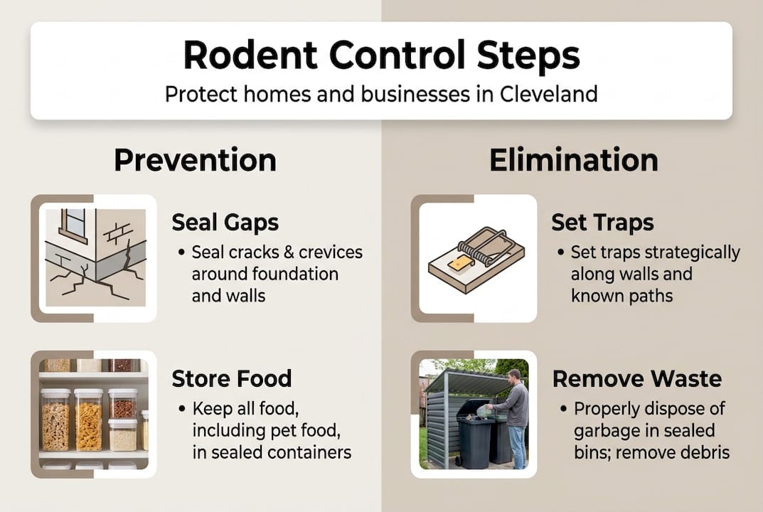 Infographic with rodent control steps and categories