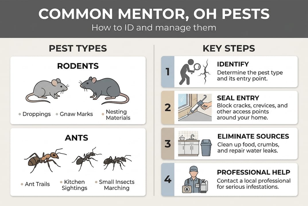 Infographic showing Mentor pest types and ID steps