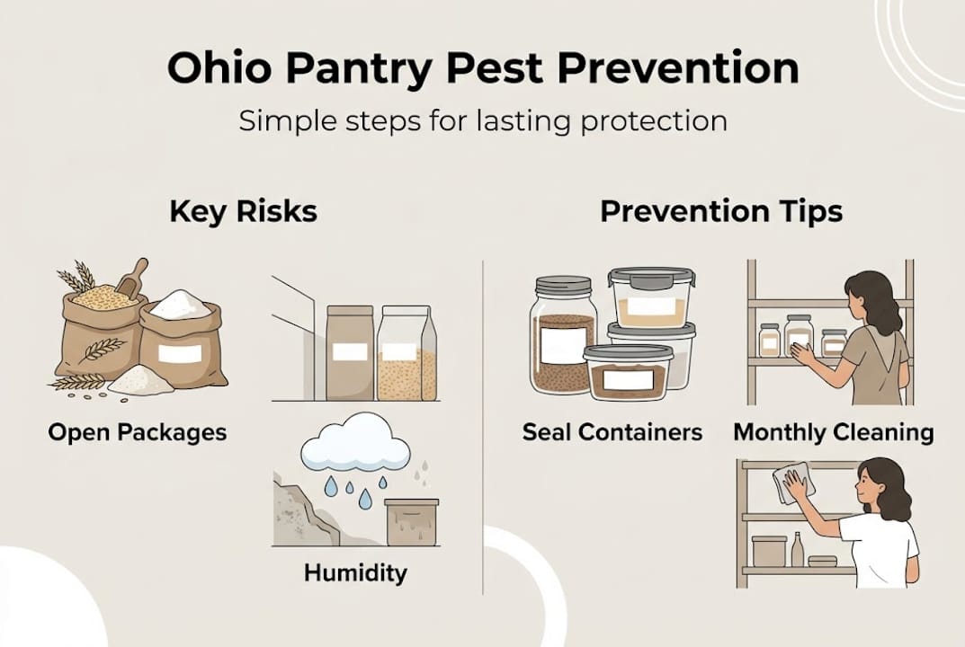 Infographic with Ohio pest risks and prevention tips
