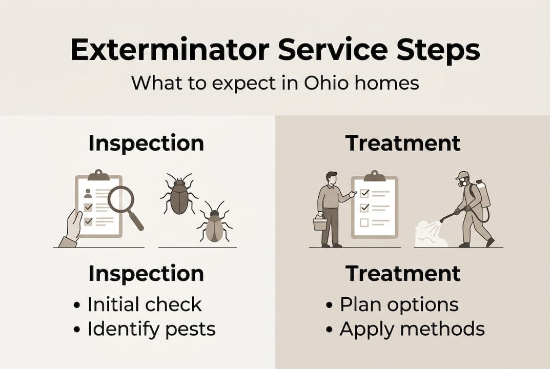 Infographic outlining exterminator service steps Ohio