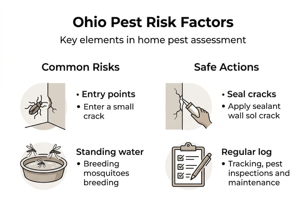 Infographic showing Ohio home pest risk factors and actions