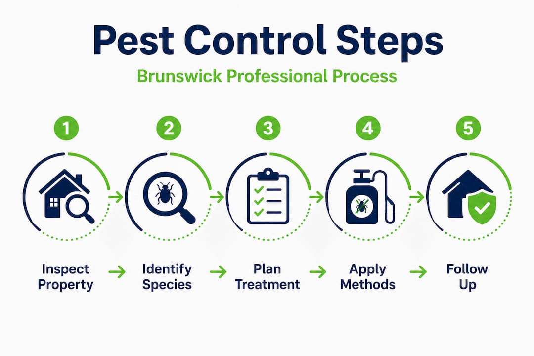 Infographic of Brunswick pest control steps vertical flow