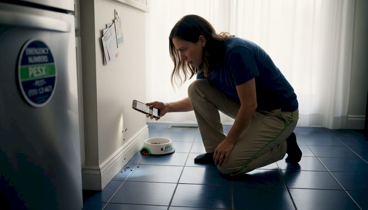 Homeowner checks for pest warning signs