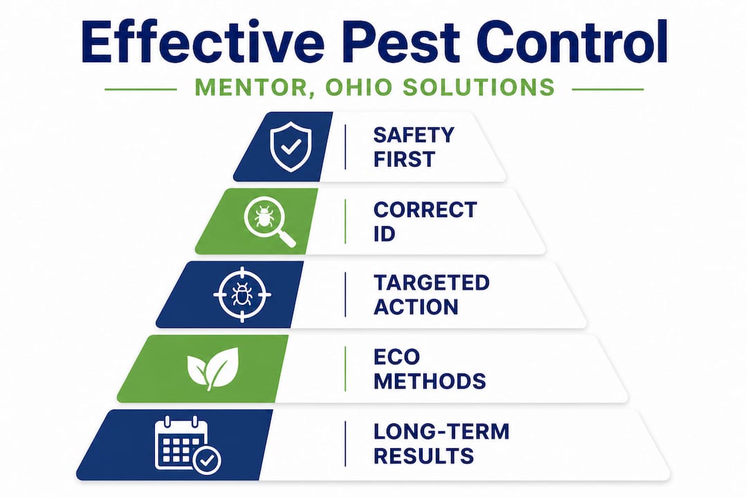 Infographic shows effective pest control steps pyramid