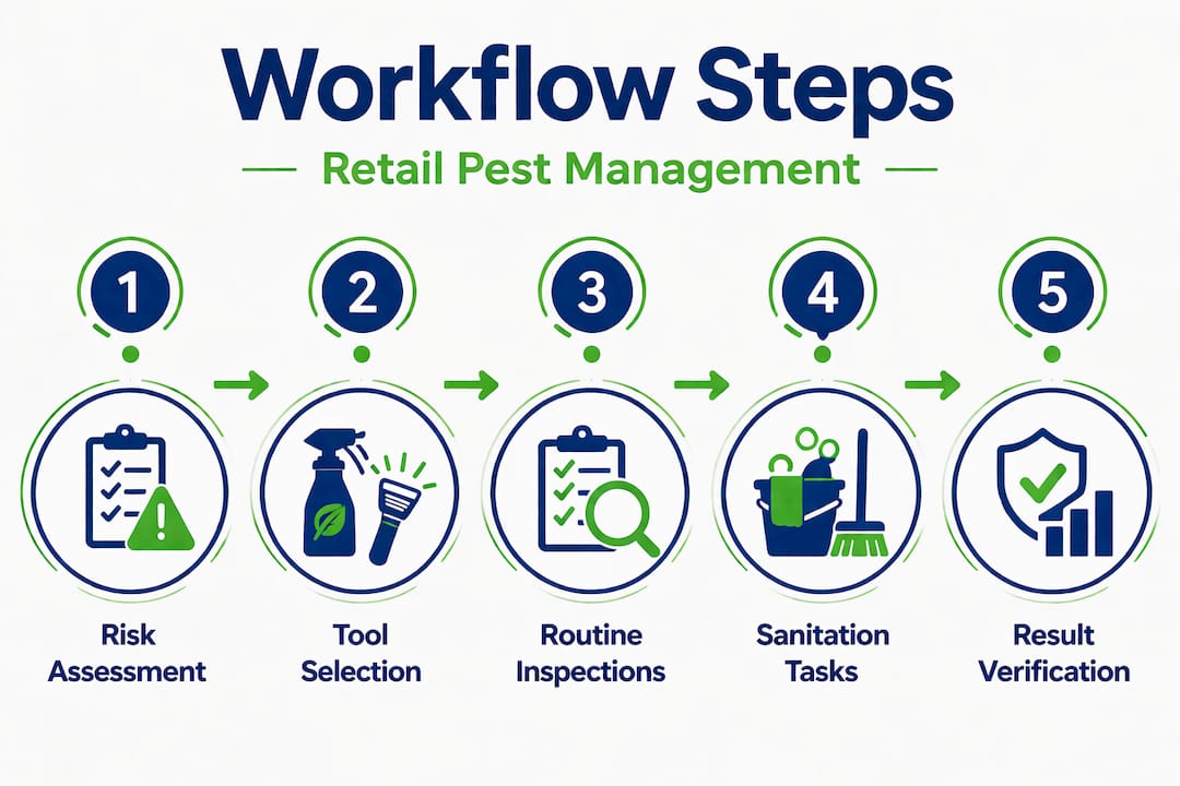 Infographic showing pest control workflow steps
