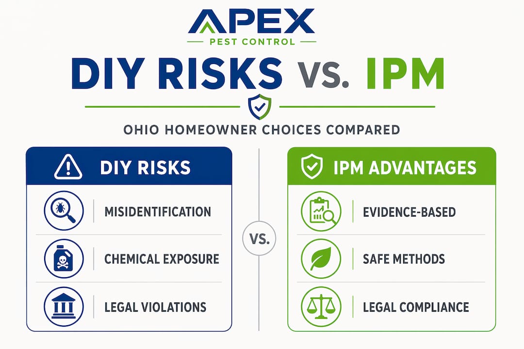 Infographic comparing DIY risks and IPM benefits