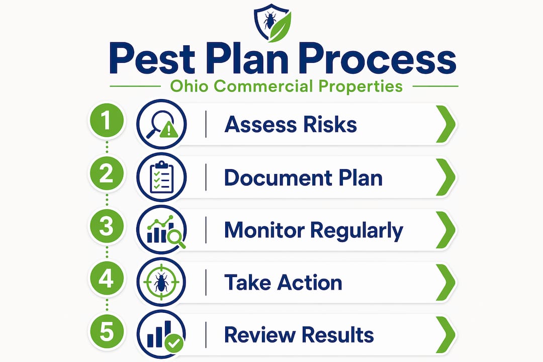 Infographic showing five pest plan steps for Ohio