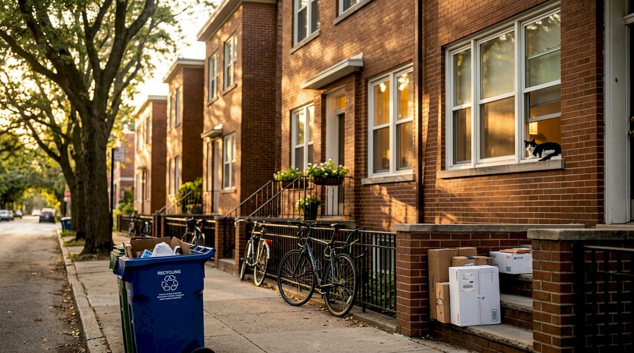 Row of Oakwood apartments with typical details