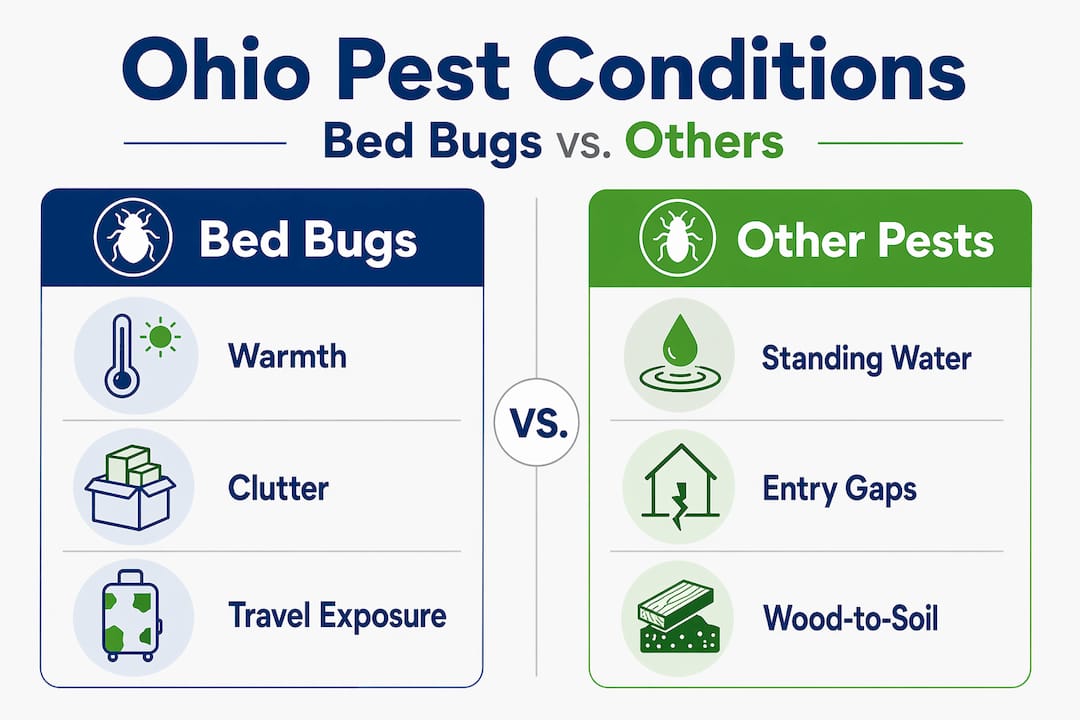 Infographic comparing bed bug and other pest conditions