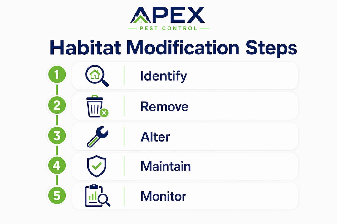 Infographic showing steps of pest habitat modification