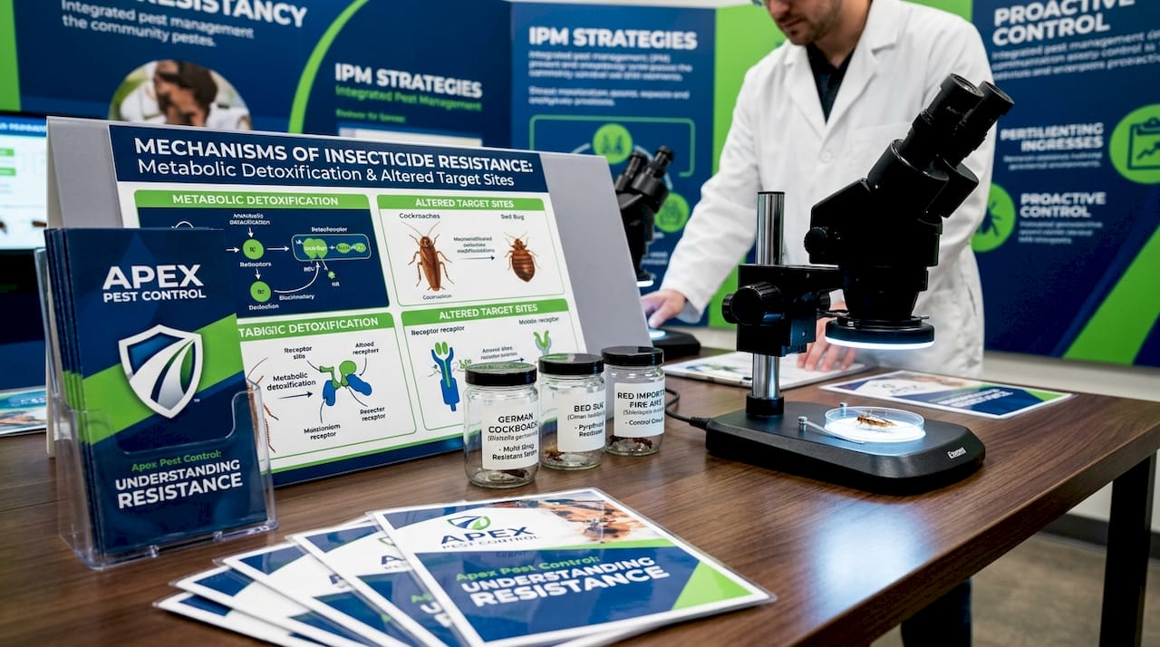 Close-up of pest resistance educational display with microscope