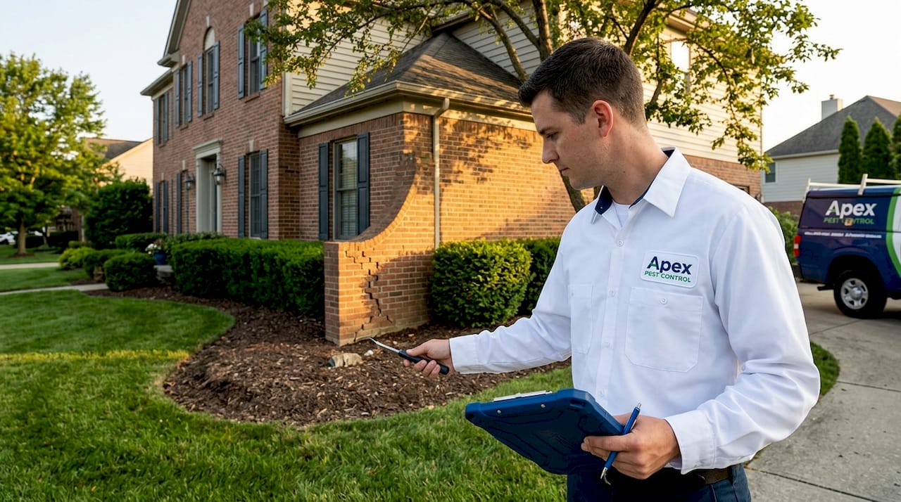Exterior of Ohio brick home showing ant entry points