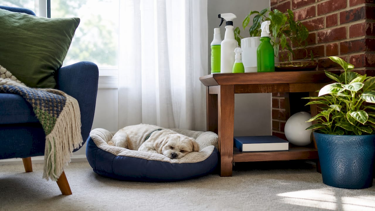 Clean home corner with flea prevention products