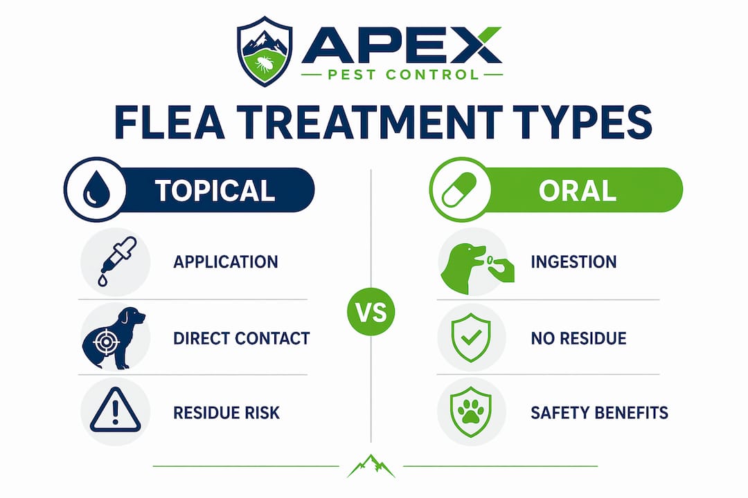 Infographic comparing topical and oral flea treatments
