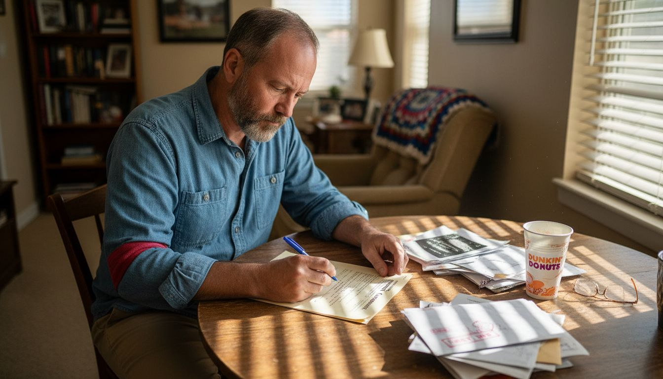 Man reviews rental contract documents