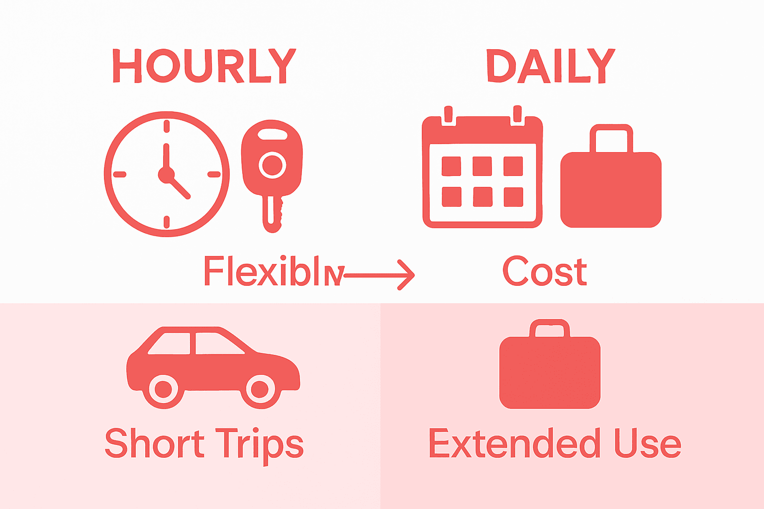 Comparison of hourly and daily rental features