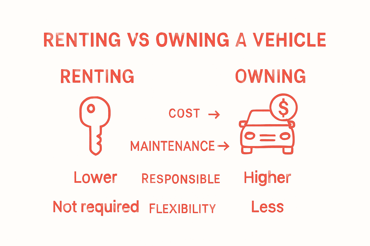 Infographic compares renting and owning vehicle pros and cons