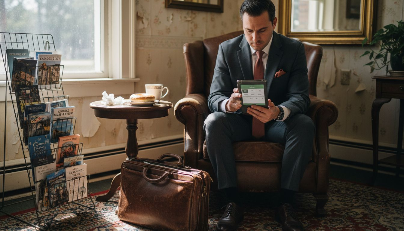 Traveler comparing car hire service options