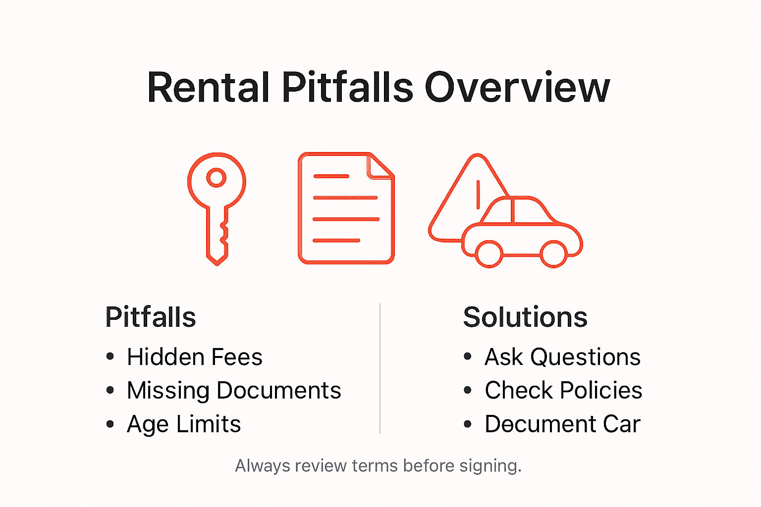 Infographic showing rental pitfalls and solutions