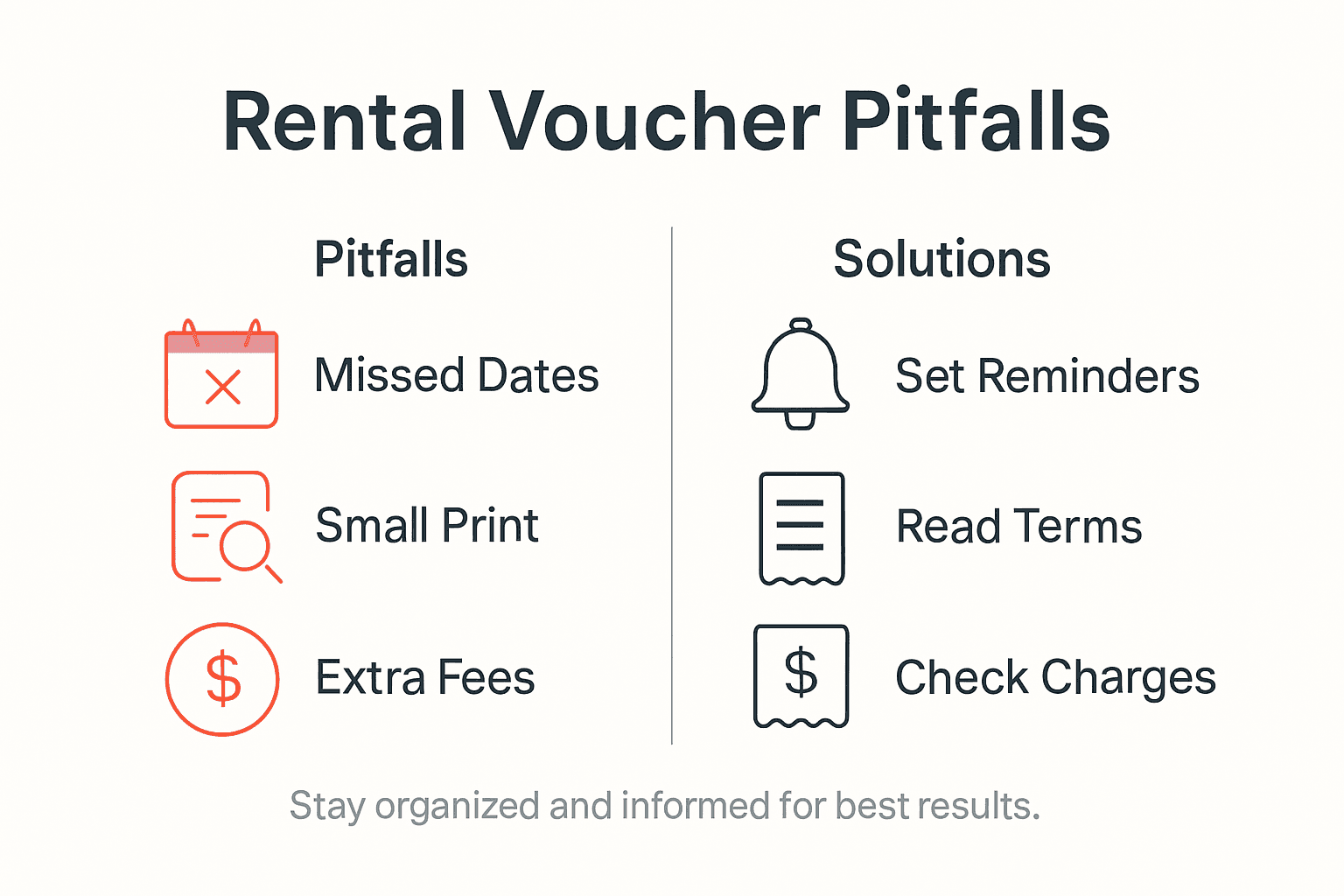 Infographic showing rental voucher pitfalls and solutions