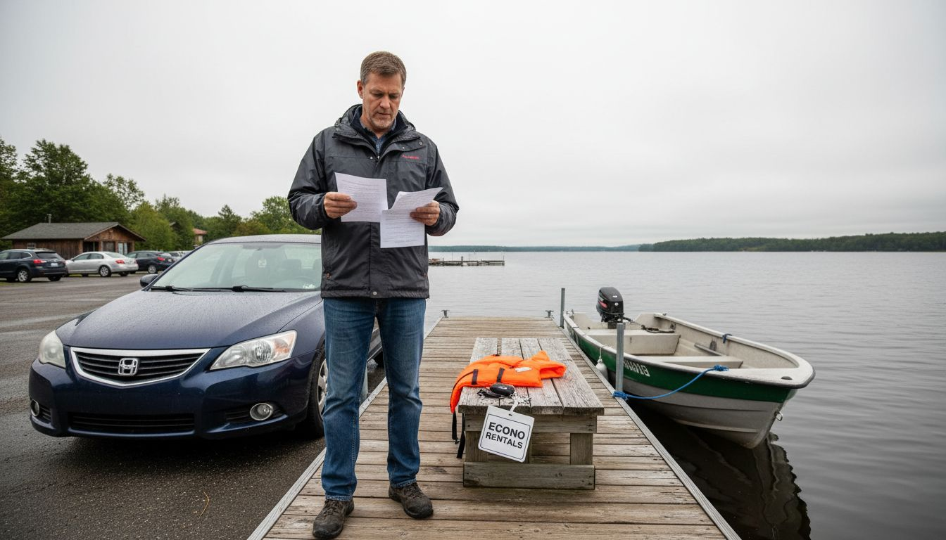 Man choosing between car and boat rentals