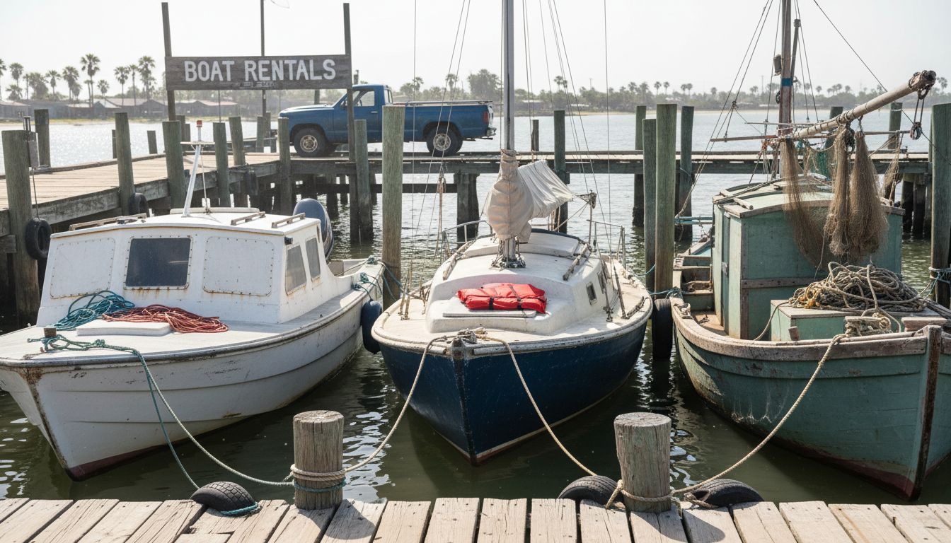 Different boat types at rental dock