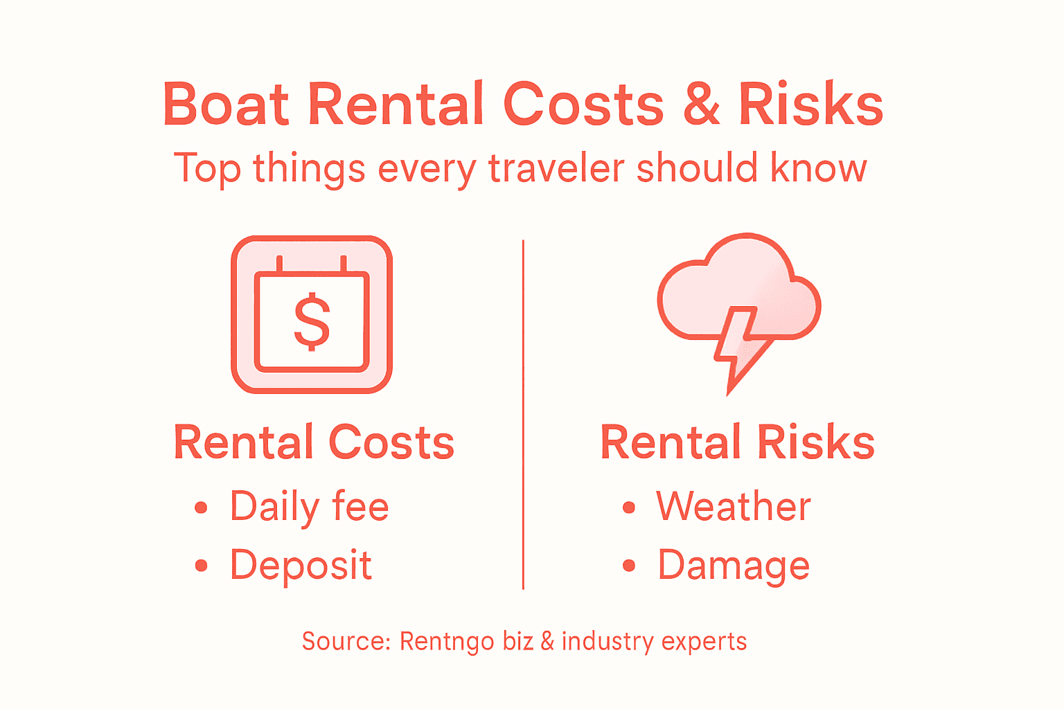 Infographic showing boat rental costs and risks