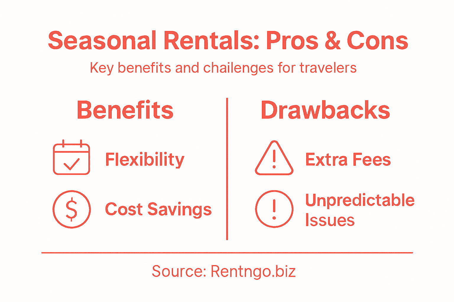 Infographic on pros and cons of seasonal rentals