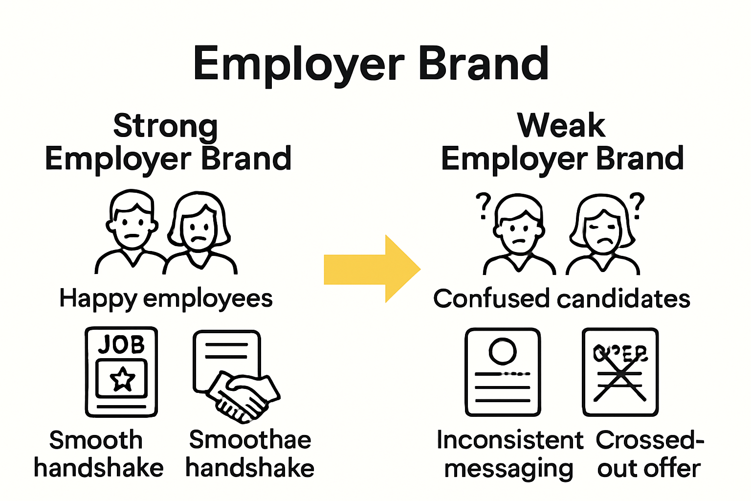 Infographic comparing strong vs weak employer brands
